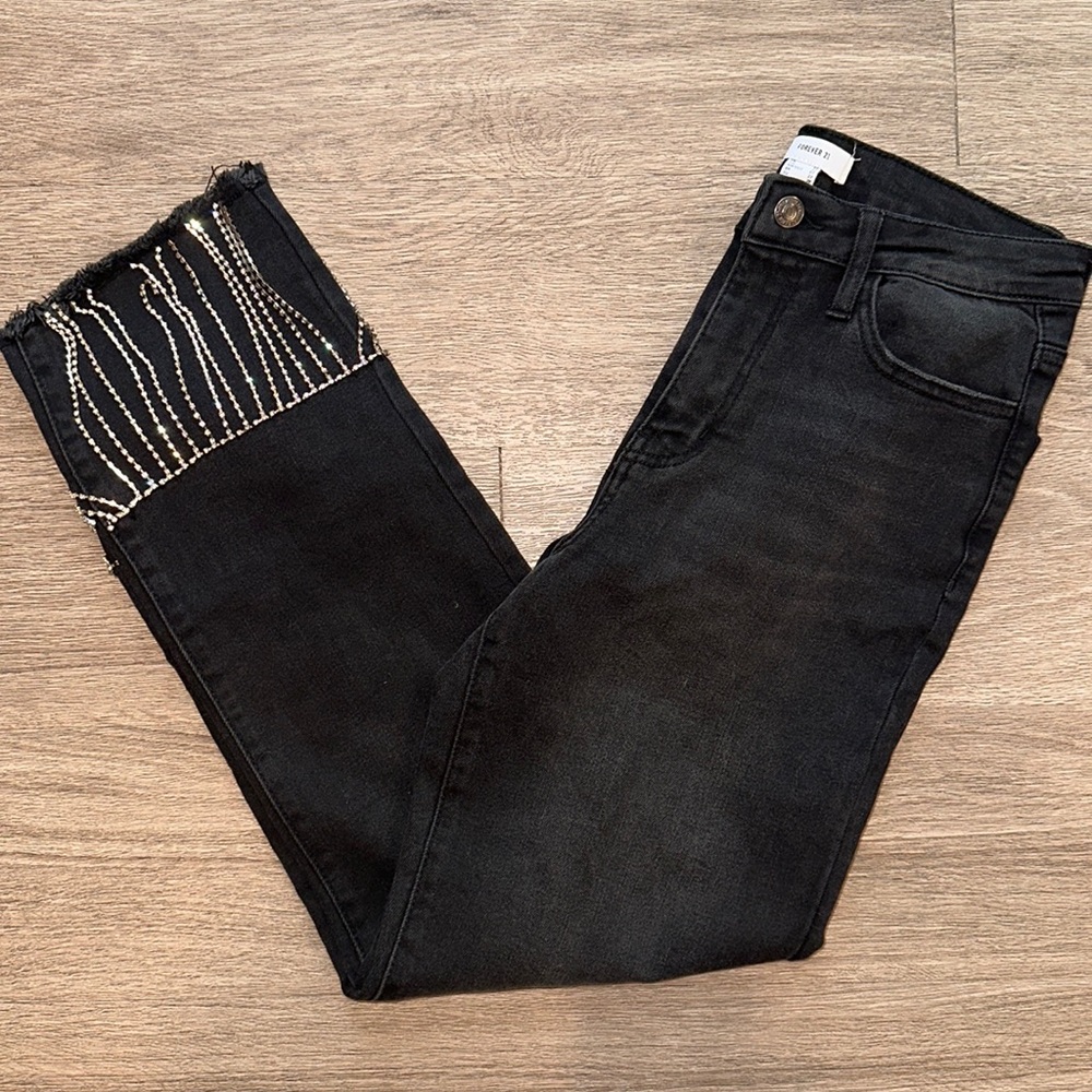 Black Denim with Diamond legs